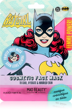Mad Beauty DC Femme Power Batgirl drėkinamoji tekstilinė veido kaukė