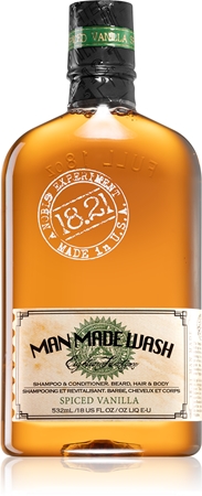 18.21 Man Made Spiced Vanilla Wash „Trys viename“ šampūnas, kondicionierius ir kūno prausiklis plaukams, barzdai ir kūnui