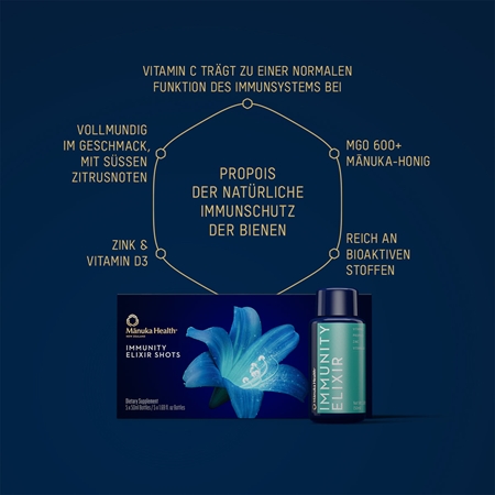 Manuka Health Immunity Elixir Shots Nahrungsergänzungsmittel zur Unterstützung des Immunsystems