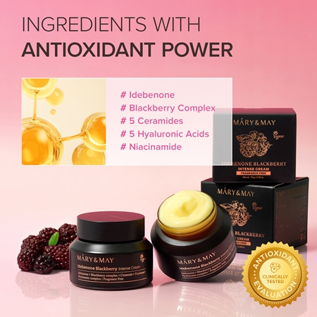 Mary&May Idebenone + Blackberry Complex Intensive Total Care Cream crème hydratante éclat effet anti-rides