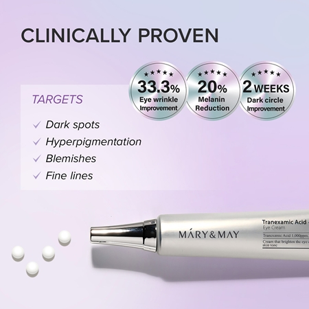 Mary&May Tranexamic Acid + Glutathione Eye Cream crème contour des yeux anti-rides contre les cernes et les yeux gonflés