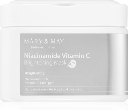 MARY & MAY Niacinamide Vitamin C Brightening Mask conjunto de máscaras de hoja para iluminar la piel