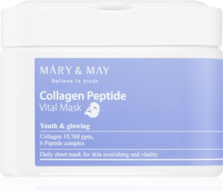 MARY & MAY Collagen Peptide Vital Mask conjunto de máscaras em folha com efeito antirrugas