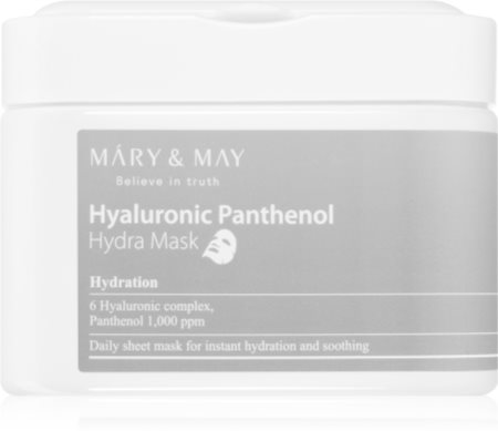 MARY & MAY Hyaluronic Panthenol Hydra Mask auduma sejas masku komplekts intensīvai mitrināšanai