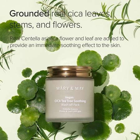 Mary&May Cica Tea Tree Soothing μεταλλική μάσκα καθαρισμού από άργιλο για να καταπραύνει την επιδερμίδα πρόσωπου