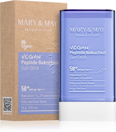 MARY & MAY Peptide Bakuchiol Sun Stick opalovací krém v tyčince s protivráskovým účinkem