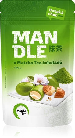 Matcha Tea Mandle v Matcha Tea čokoládě ořechy v polevě s matchou