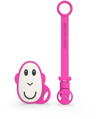 Matchstick Monkey Flat Face Teether & Soother Clip coffret cadeau pour enfant Pink