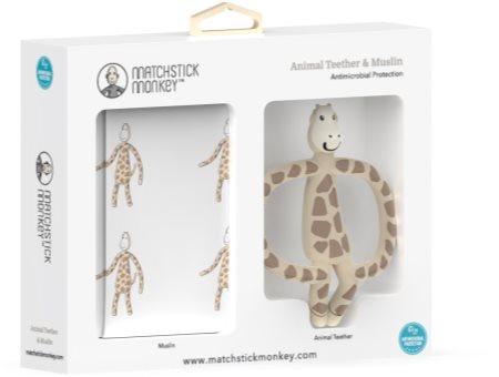 Matchstick Monkey Animal Teether & Muslin Giraffe lote de regalo (para niños )