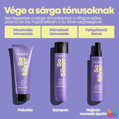 Matrix So Silver sampon semlegesíti a sárgás tónusokat