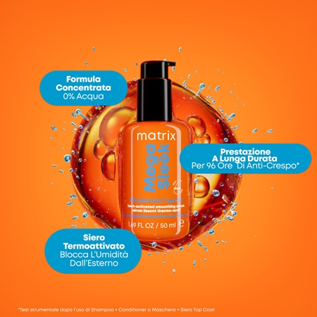 Matrix Mega Sleek 96H Anti-Frizz Topcoat siero per capelli per capelli ribelli e crespi
