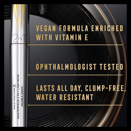 Max Factor Masterpiece Lash Wow Lenghtening, Curling and Volumizing Mascara with 2-in-1 brush