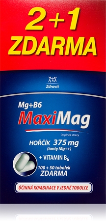 MaxiMag Hořčík 375mg + B6 tobolky pro správné fungování organismu