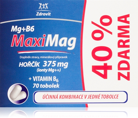 MaxiMag Hořčík 375mg + B6 tobolky pro správné fungování organismu