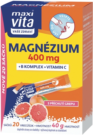 Maxi Vita Magnézium + B komplex + vitamin C prášok s komplexom vitamínu B a C