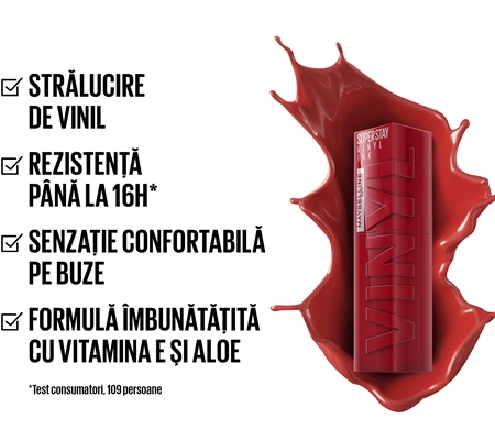 MAYBELLINE NEW YORK SuperStay Vinyl Ink Ruj de buze lichid, de lunga durata