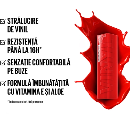 MAYBELLINE NEW YORK SuperStay Vinyl Ink Ruj de buze lichid, de lunga durata