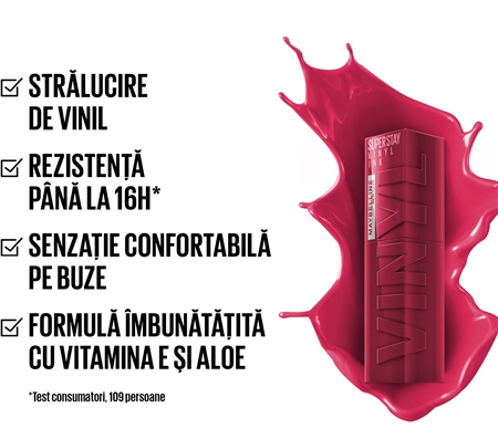 MAYBELLINE NEW YORK SuperStay Vinyl Ink Ruj de buze lichid, de lunga durata