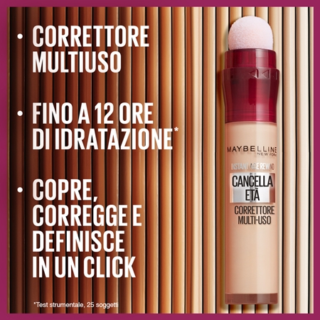MAYBELLINE NEW YORK Il Cancella Età Instant Anti Age Eraser correttore liquido con applicatore in spugna