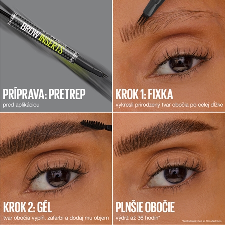 MAYBELLINE NEW YORK Brow Inserts fix na obočie s kefkou 2 v 1