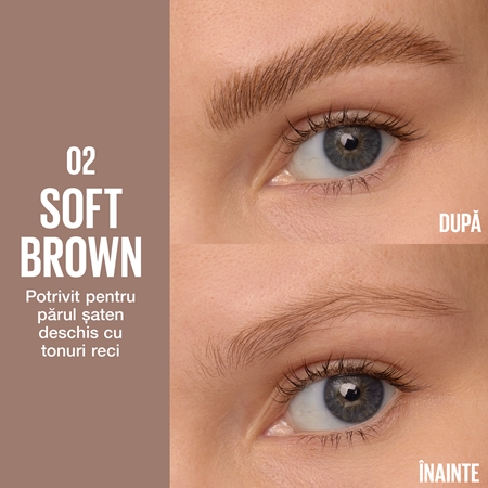 MAYBELLINE NEW YORK Brow Inserts creion pentru sprancene perie 2 in 1