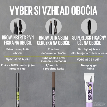 MAYBELLINE NEW YORK Brow Inserts fix na obočie s kefkou 2 v 1