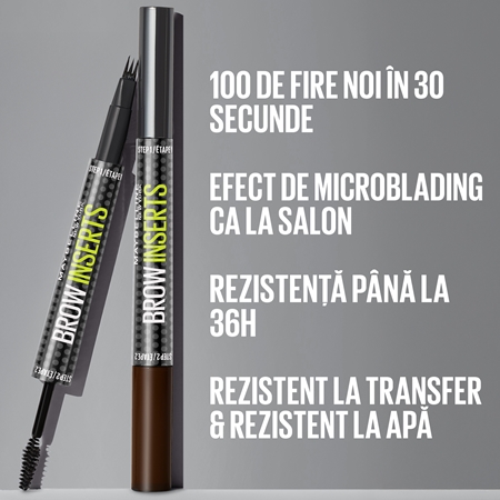 MAYBELLINE NEW YORK Brow Inserts creion pentru sprancene perie 2 in 1
