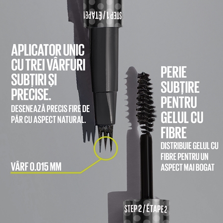 MAYBELLINE NEW YORK Brow Inserts creion pentru sprancene perie 2 in 1