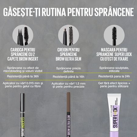 MAYBELLINE NEW YORK Brow Inserts creion pentru sprancene perie 2 in 1