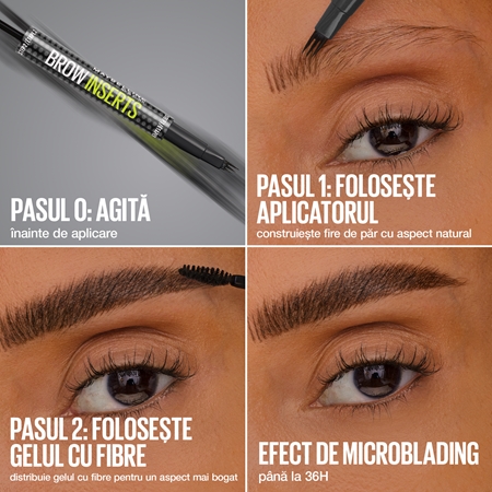 MAYBELLINE NEW YORK Brow Inserts creion pentru sprancene perie 2 in 1