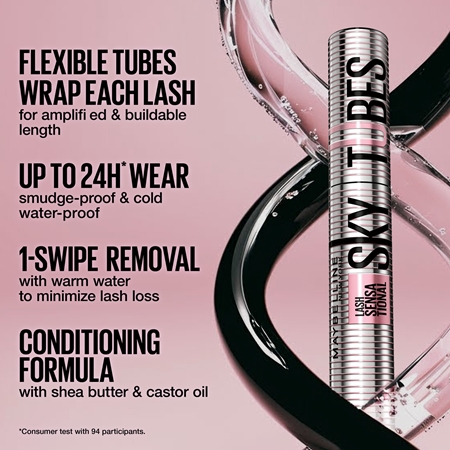 MAYBELLINE NEW YORK Lash Sensational Sky Tubes Long-Lasting Mascara for lengthening lashes