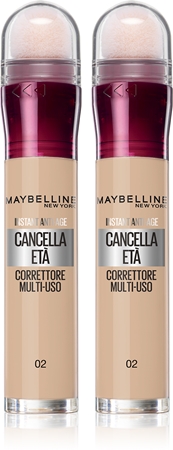 MAYBELLINE NEW YORK Instant Anti Age Eraser Šķidrs konsīleris ar sūkļa aplikatoru Ekonomisks iepakojums (tonis) 02 Nude