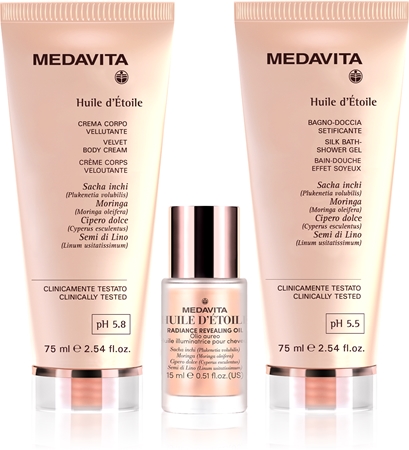 Medavita Huile d'Étolle Moisturizing Hair and Body Travel Set zestaw upominkowy do ciała i włosów dla kobiet