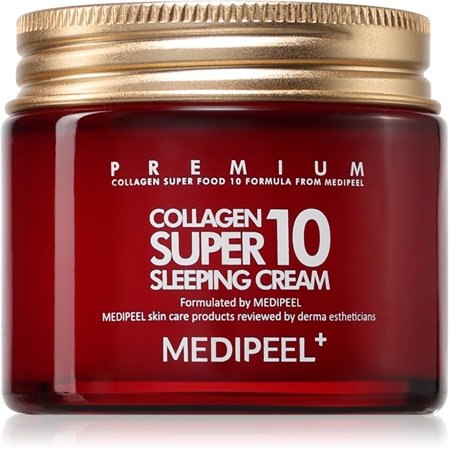 MEDIPEEL+ Collagen Super 10 Sleeping Cream Mitrinošs pretgrumbu nakts krēms