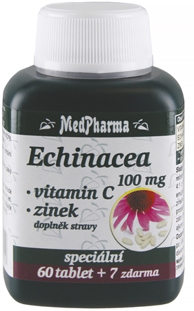MedPharma Echinacea 100 mg + vitamin C + zinek tablety pro podporu imunitního systému, krásnou pleť a nehty