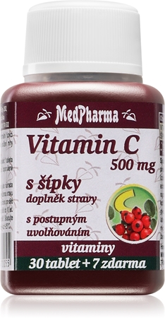 MedPharma Vitamin C 500 mg s šípky tablety pro normální funkci imunitního systému a ochranu buněk před oxidativním stresem