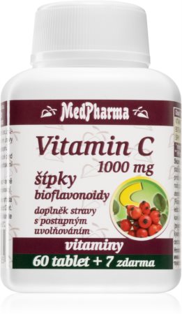 MedPharma Vitamin C 1000 mg s šípky tablety pro podporu imunitního systému, krásnou pleť a nehty