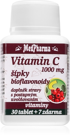 MedPharma Vitamin C 1000 mg s šípky tablety pro normální funkci imunitního systému a ochranu buněk před oxidativním stresem