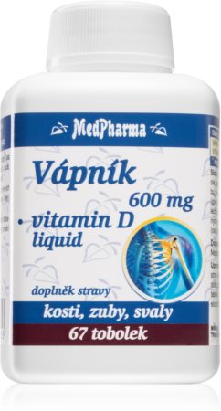 MedPharma Vápník 600 mg + vitamin D-liquid doplněk stravy pro podporu zdraví kostí a kloubů