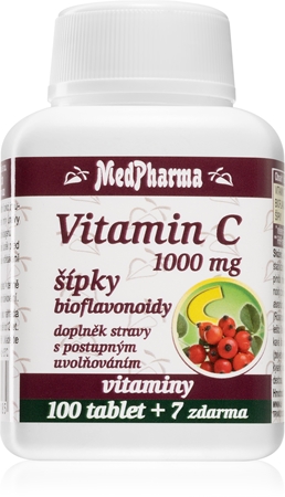 MedPharma Vitamin C 1000 mg s šípky tablety pro podporu imunitního systému, krásnou pleť a nehty