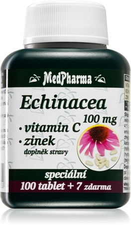 MedPharma Echinacea 100 mg + vitamin C + zinek tablety pro podporu imunitního systému, krásnou pleť a nehty