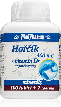 MedPharma Hořčík 300mg + Vitamin D tablety pro podporu zdraví kostí a zubů