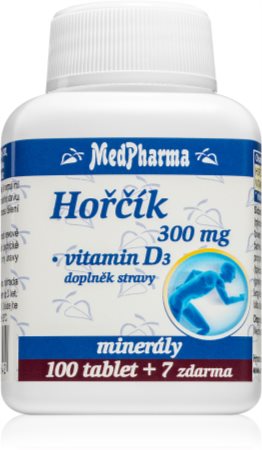 MedPharma Hořčík 300mg + Vitamin D tablety pro podporu zdraví kostí a zubů