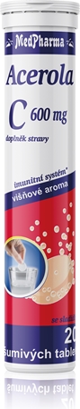 MedPharma Vitamin C 600 mg + Acerola 200 mg šumivé tablety pro podporu imunitního systému