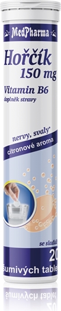 MedPharma Hořčík 150 mg + Vitamin B6 šumivé tablety pro normální činnost nervové soustavy