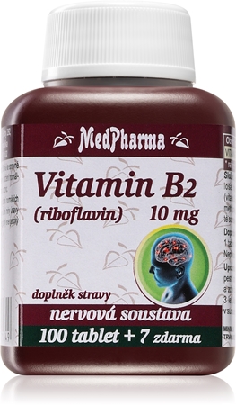 MedPharma Vitamin B2 (riboflavin) 10 mg tablety pro podporu činnosti nervové soustavy
