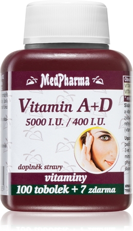 MedPharma Vitamín A+D (5000 I.U./400 I.U.) tobolky pro podporu zdraví zraku