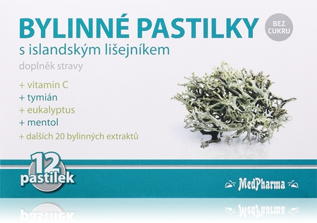 MedPharma Bylinné pastilky s islandským lišejníkem pastilky na podporu zdravia dýchacích ciest