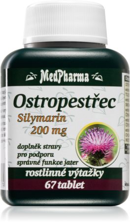 MedPharma Ostropestřec silymarin 200 mg tablety pro podporu funkce jater