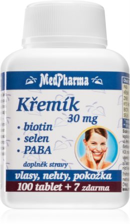 MedPharma Křemík 30 mg + Biotin + PABA doplněk stravy pro vlasy, nehty a pokožku